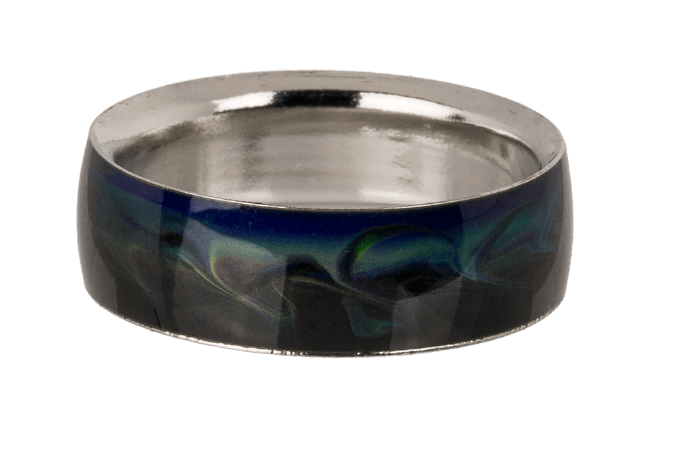 Stainless steel mood ring, Waves,