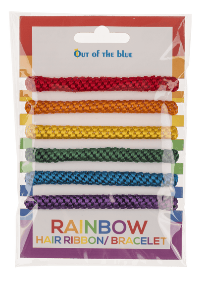 Textile hair ribbon/bracelet, Rainbow colours,