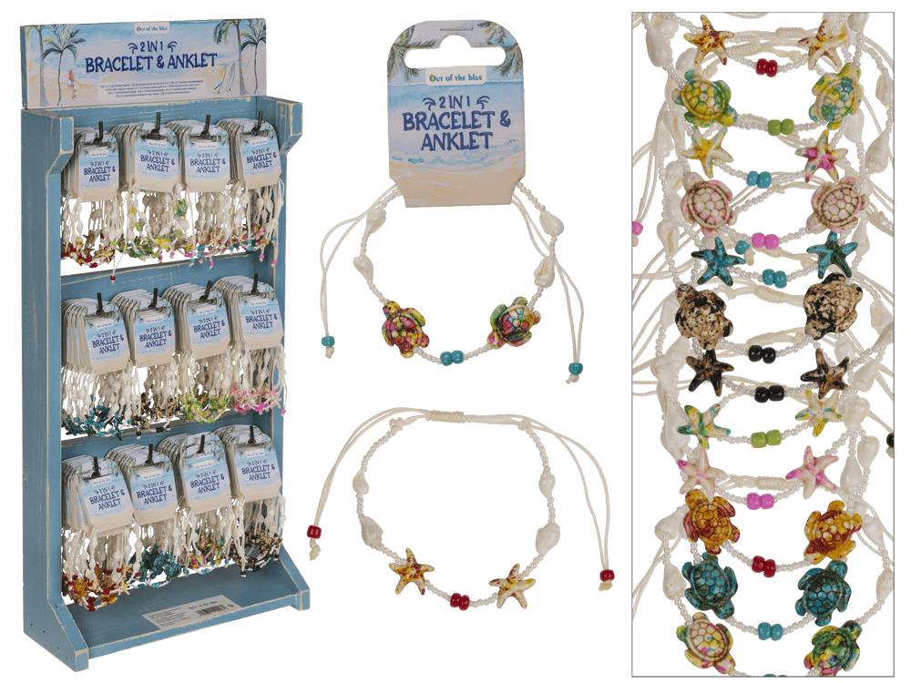2 in 1 textile bracelet/anklet, Beach Vibes,