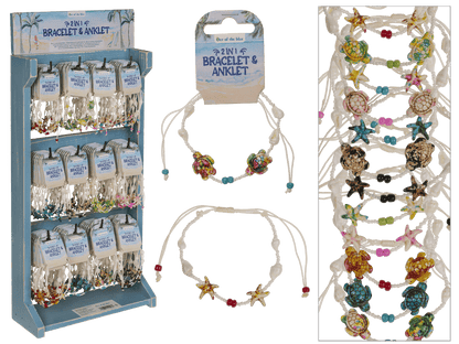 2 in 1 textile bracelet/anklet, Beach Vibes,