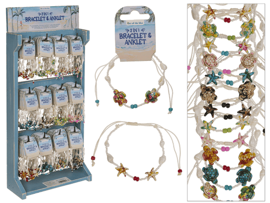 2 in 1 textile bracelet/anklet, Beach Vibes,