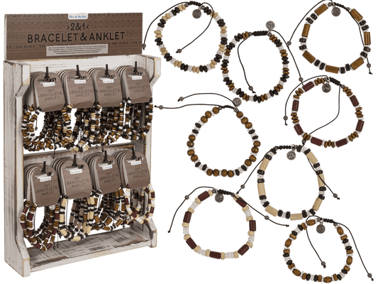 2 in 1 wooden bracelet/anklet, Surf Vibes,