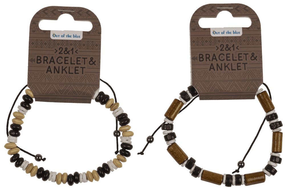 2 in 1 wooden bracelet/anklet, Surf Vibes,