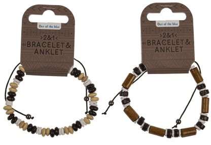 2 in 1 wooden bracelet/anklet, Surf Vibes,