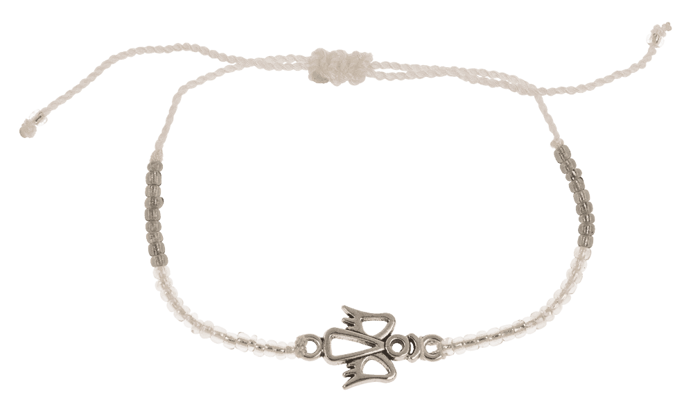 Bracciale in tessuto con perle di vetro e