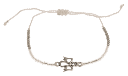 Bracciale in tessuto con perle di vetro e