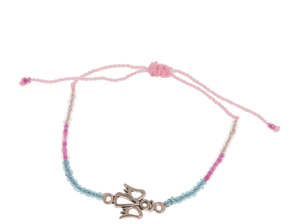 Bracciale in tessuto con perle di vetro e