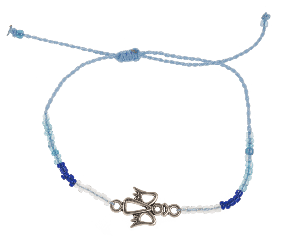 Bracciale in tessuto con perle di vetro e