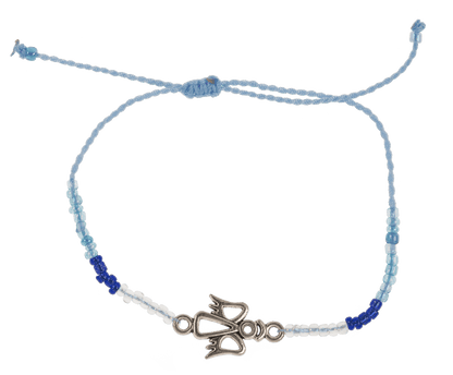Bracciale in tessuto con perle di vetro e