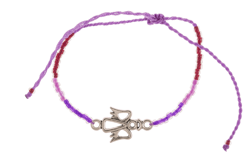 Bracciale in tessuto con perle di vetro e