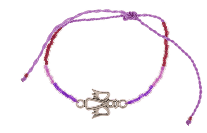 Bracciale in tessuto con perle di vetro e