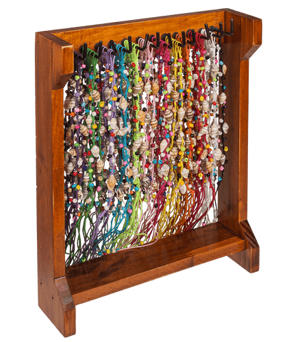 Textile bracelet with mussels & glass pearls,