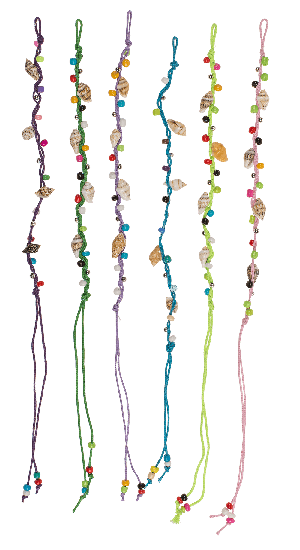 Textile bracelet with mussels & glass pearls,