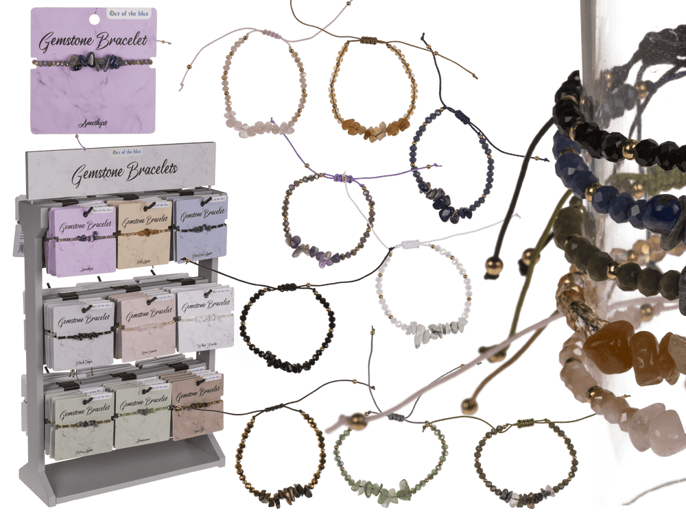 Glass bracelet with gemstones,