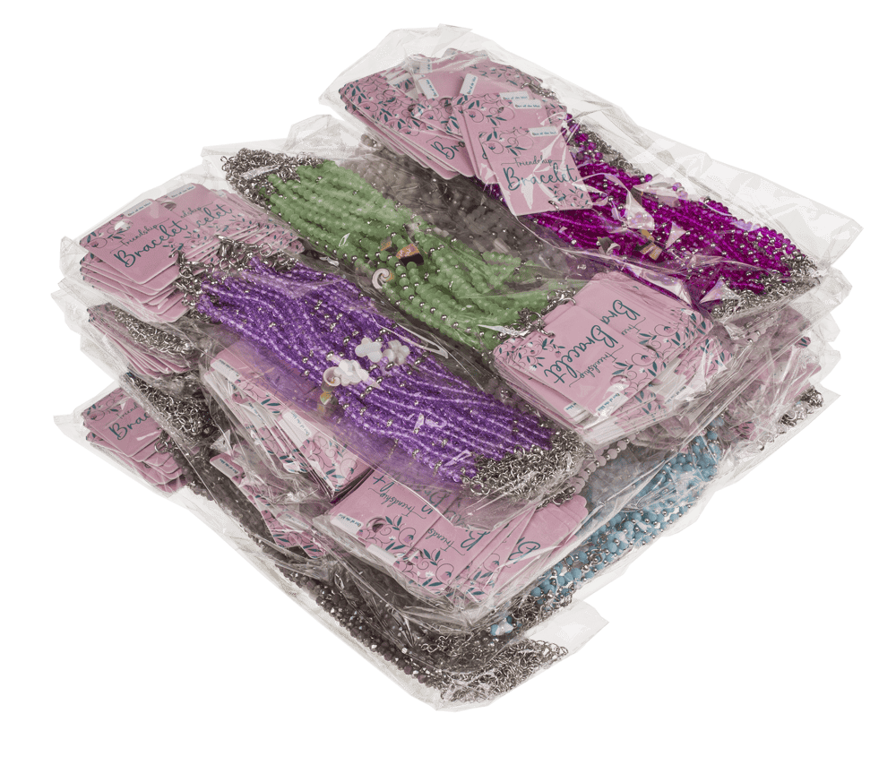 Metal bracelet with glass beads, Shiny,