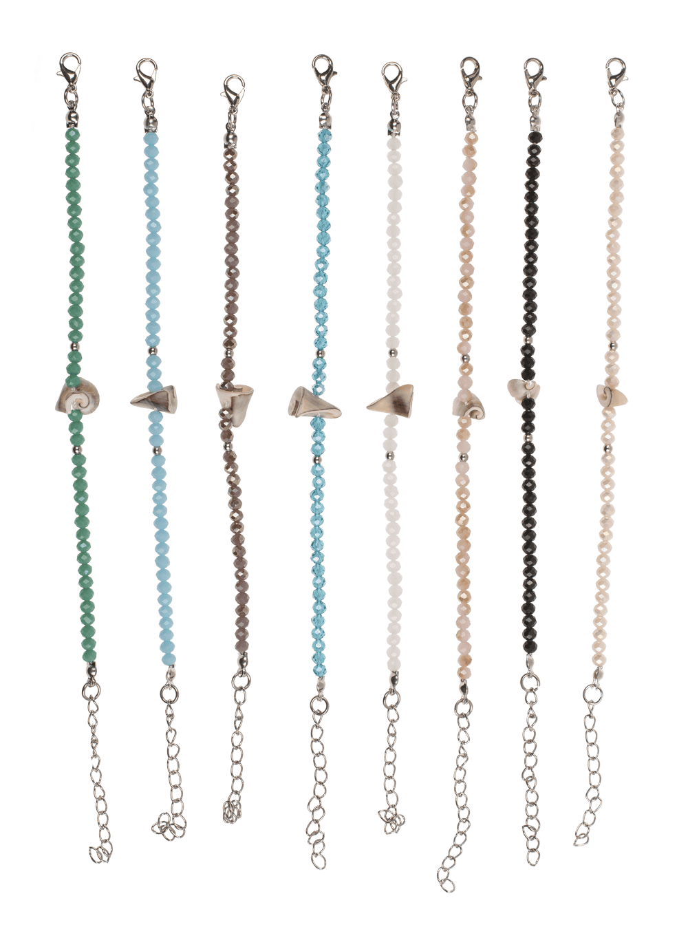 Metal bracelet with glass beads, Shiny,