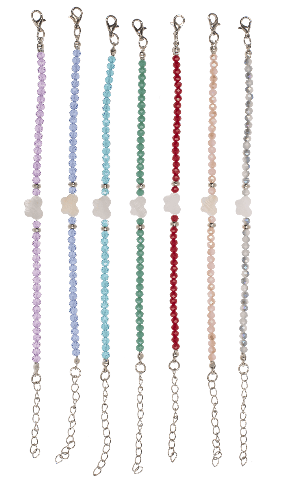 Metal bracelet with glass beads, Shiny,