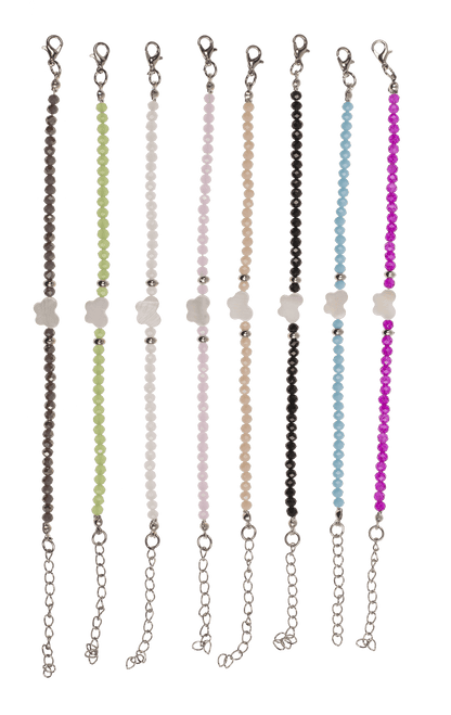 Metal bracelet with glass beads, Shiny,