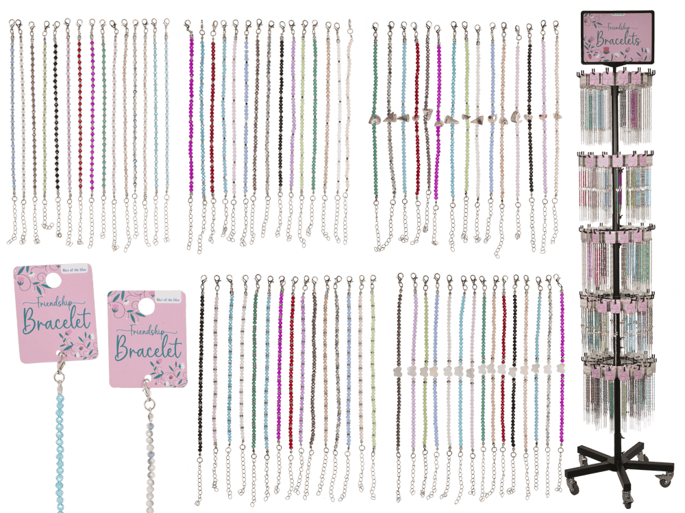 Metal bracelet with glass beads, Shiny,