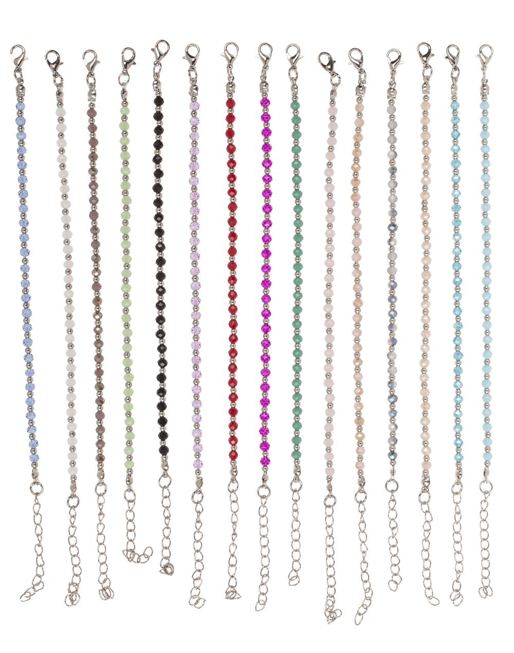 Metal bracelet with glass beads, Shiny,