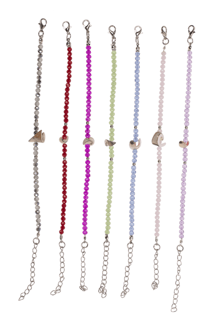 Metal bracelet with glass beads, Shiny,