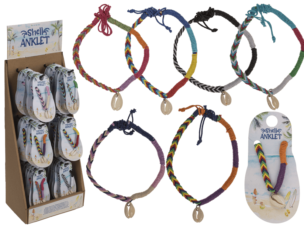Anklet with shell decor, made of cotton,