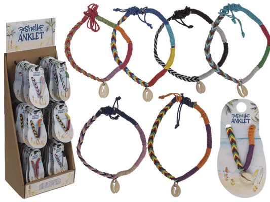 Anklet with shell decor, made of cotton,