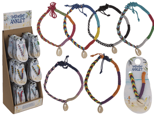 Anklet with shell decor, made of cotton,