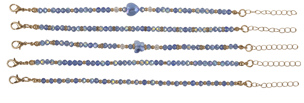 Golden metal bracelet with glass beads, Glossy,