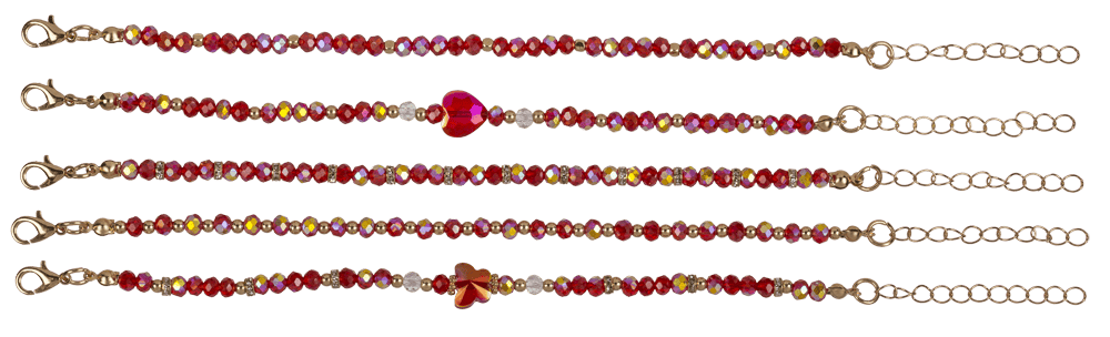Golden metal bracelet with glass beads, Glossy,