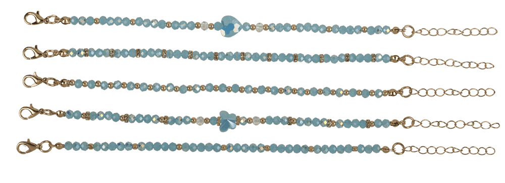 Golden metal bracelet with glass beads, Glossy,