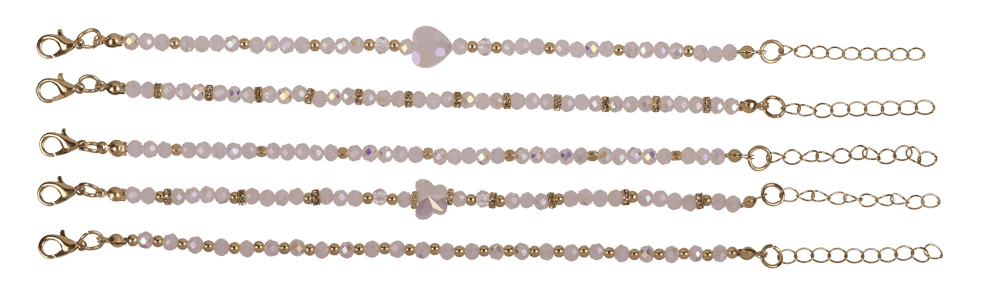 Golden metal bracelet with glass beads, Glossy,
