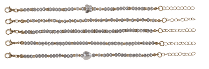 Golden metal bracelet with glass beads, Glossy,