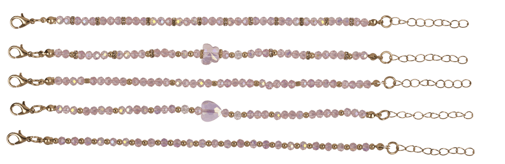 Golden metal bracelet with glass beads, Glossy,