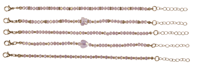 Golden metal bracelet with glass beads, Glossy,