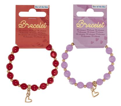 Beads bracelet, Hearts, D: 8 mm,