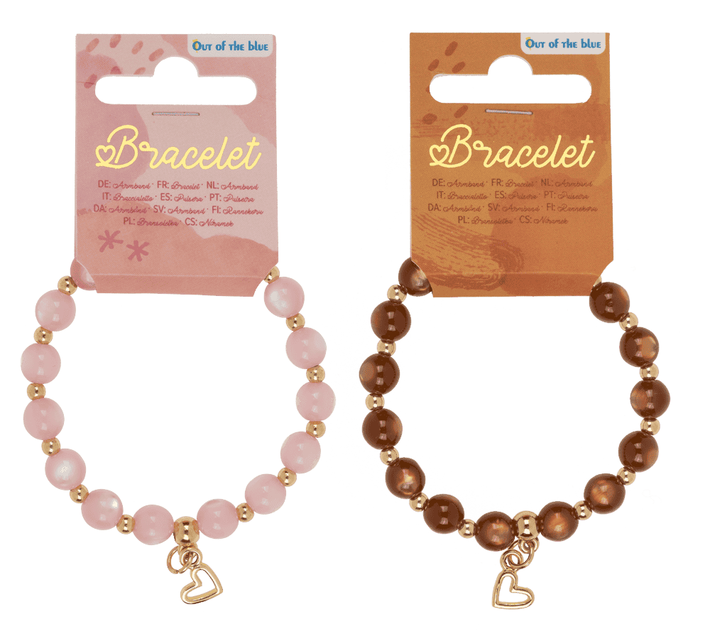 Beads bracelet, Hearts, D: 8 mm,