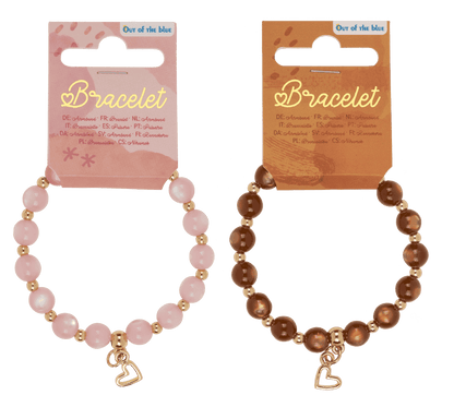 Beads bracelet, Hearts, D: 8 mm,