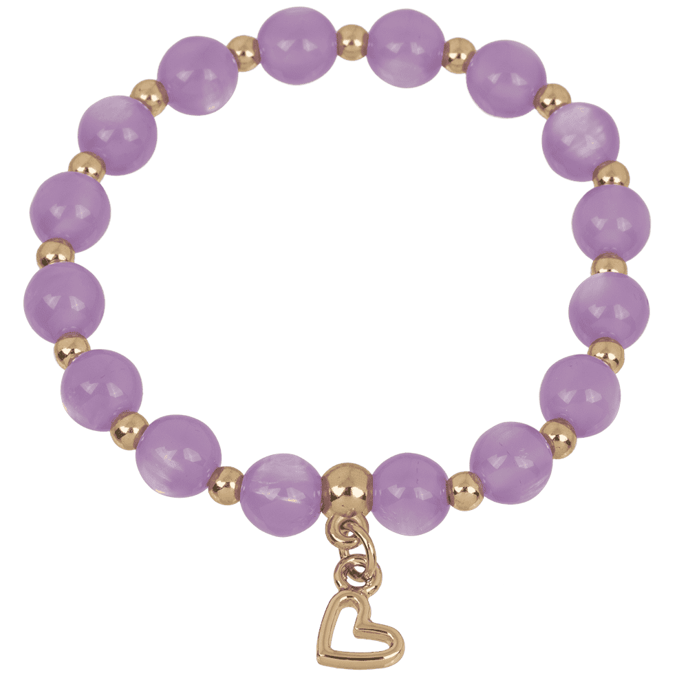 Beads bracelet, Hearts, D: 8 mm,