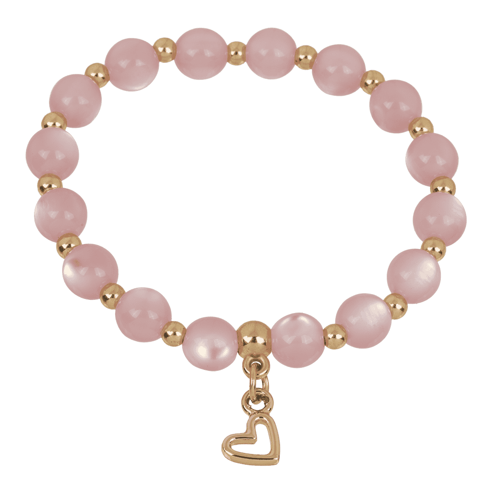 Beads bracelet, Hearts, D: 8 mm,