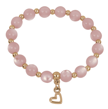Beads bracelet, Hearts, D: 8 mm,