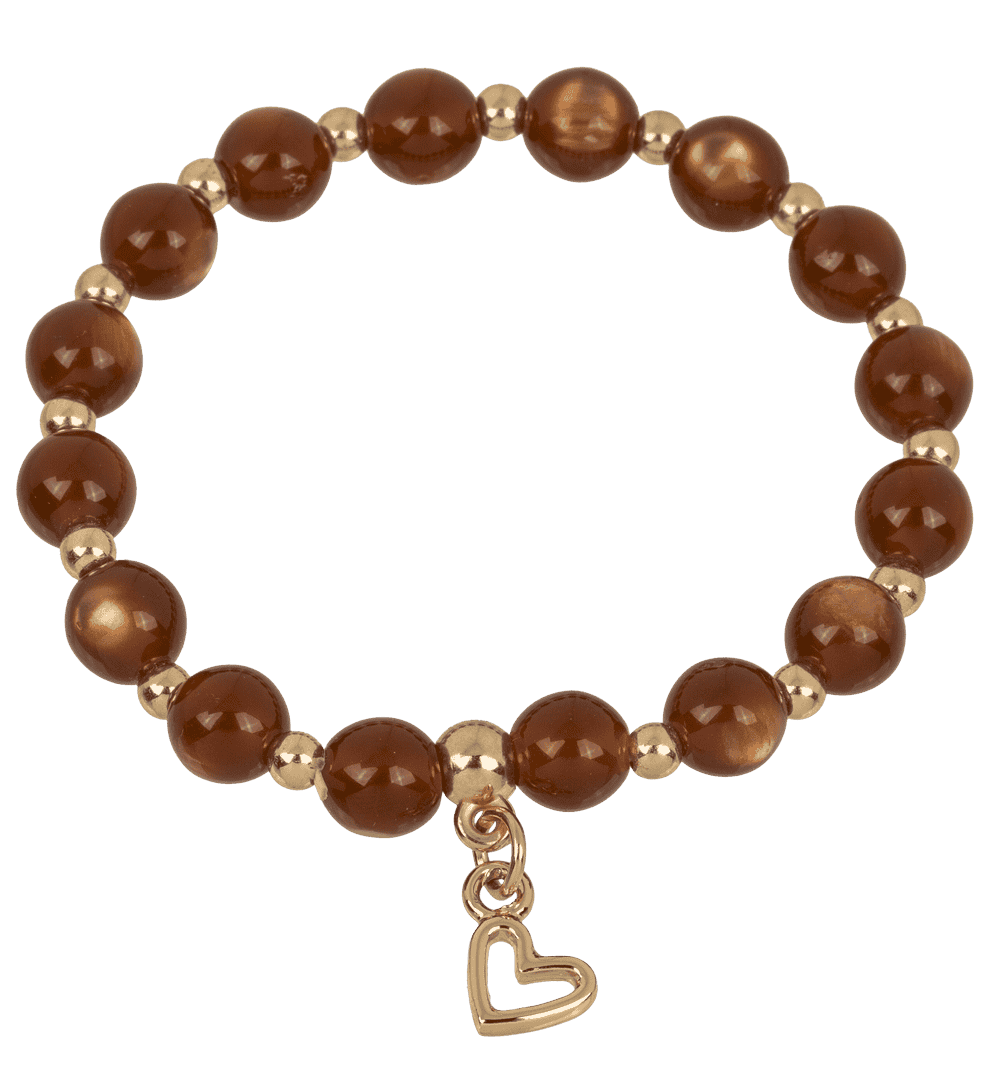 Beads bracelet, Hearts, D: 8 mm,