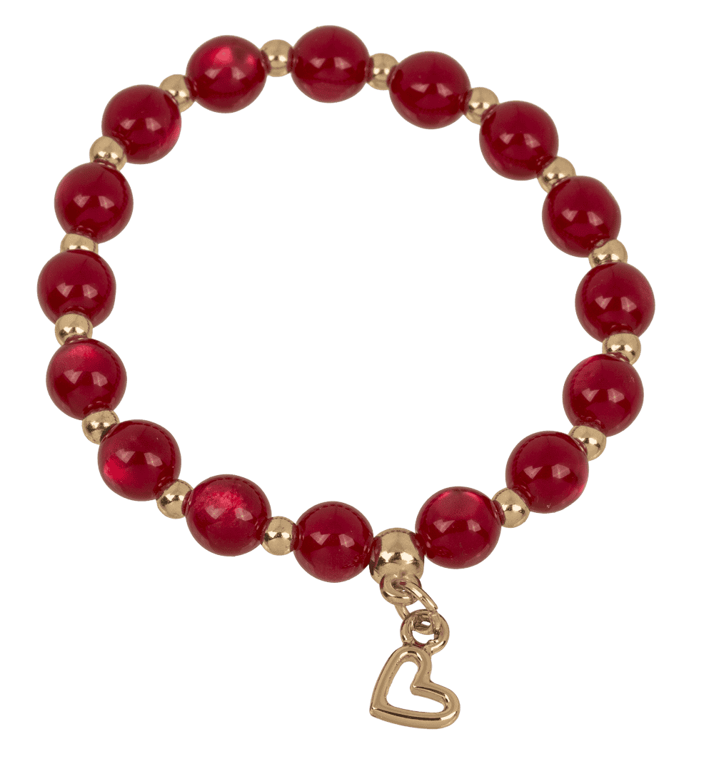 Beads bracelet, Hearts, D: 8 mm,