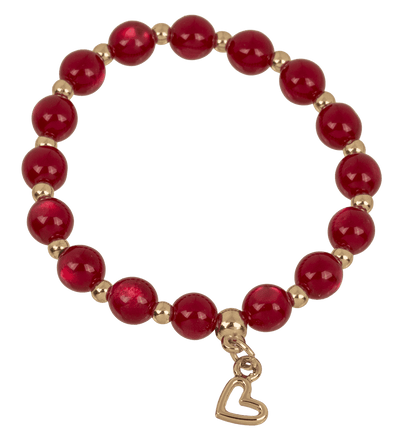 Beads bracelet, Hearts, D: 8 mm,