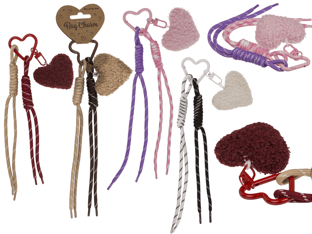 Bag charm, terry heart,