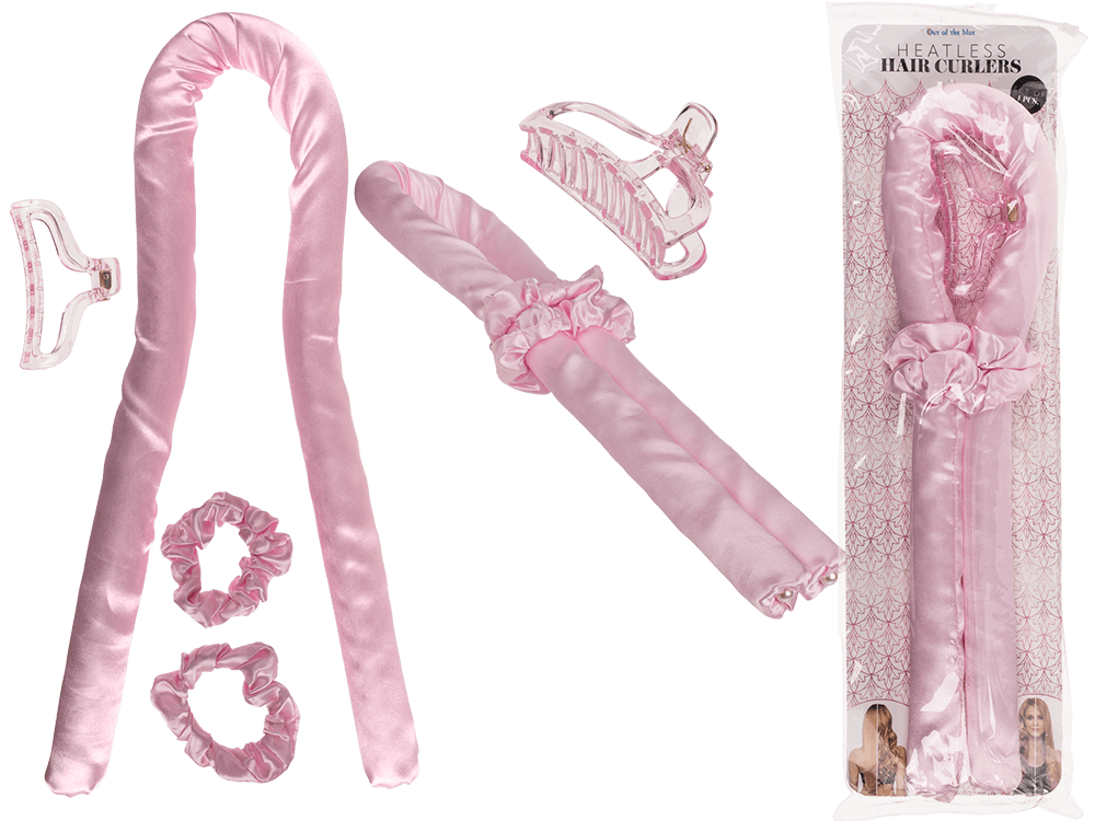 Heatless Hair Curlers. Pink,