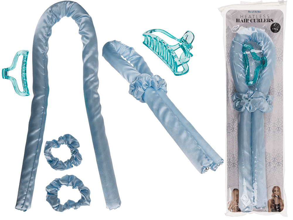 Heatless Hair Curlers. Blue,