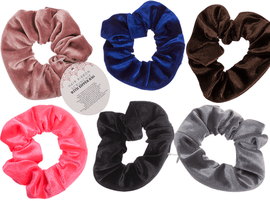 Textile Hair Ribbon, Scrunchie with Zipper Bag,