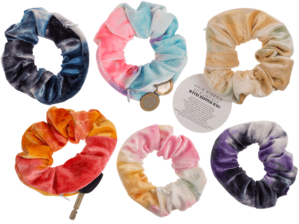 Textile Hair Ribbon, Scrunchie with Zipper Bag,