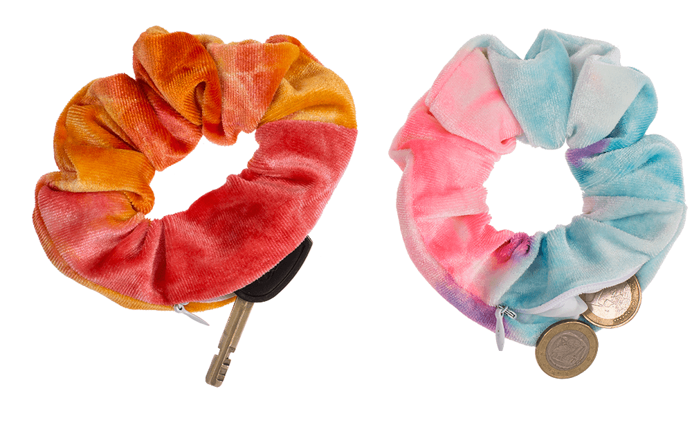 Textile Hair Ribbon, Scrunchie with Zipper Bag,